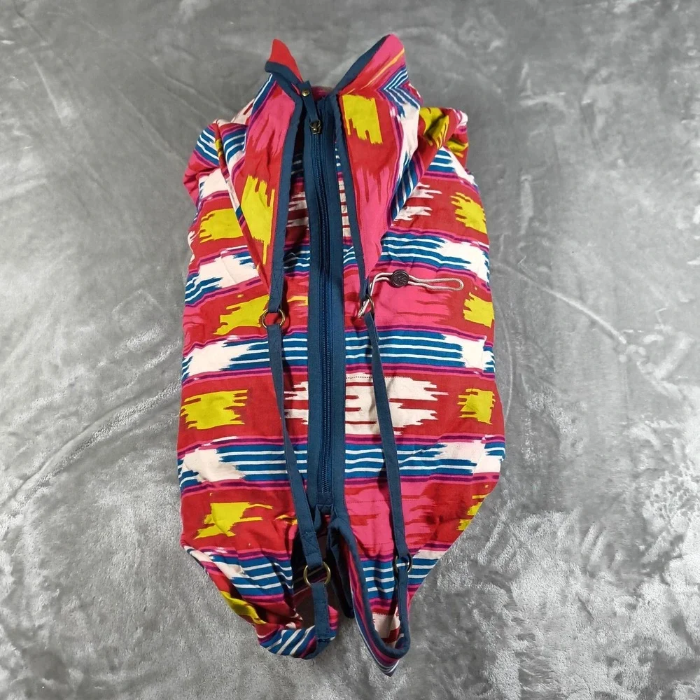 Fat Face Weekender Duffel Backpack Bag Ikat Stripe Pink Cotton Zip Travel Boho